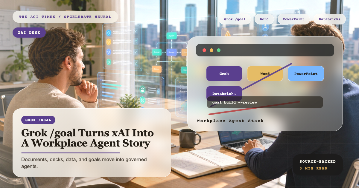 Grok goal workplace agents Word PowerPoint and Databricks editorial image