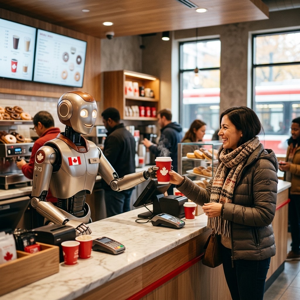 Robot barista in a Canadian coffee shop