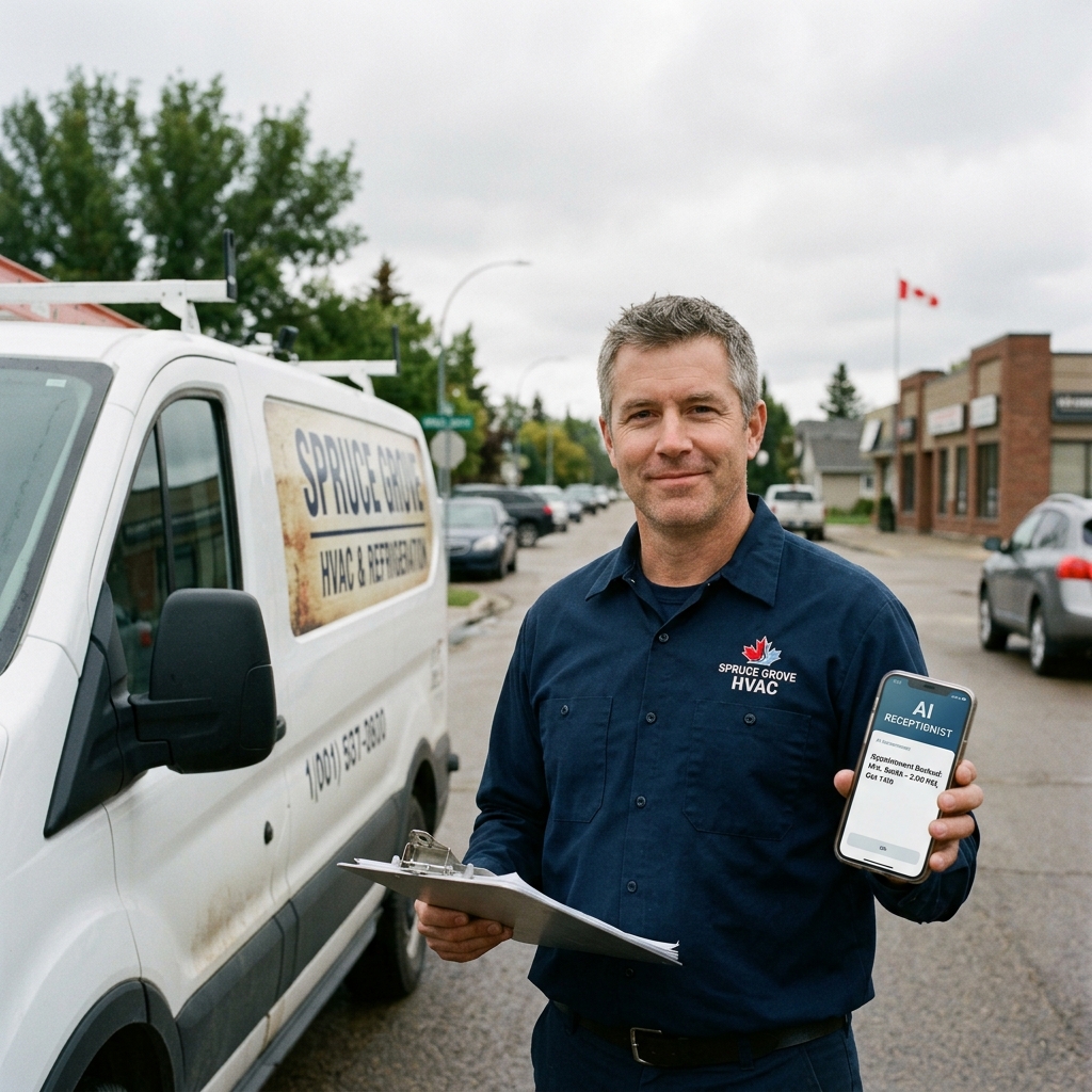 Spruce Grove HVAC owner with AI receptionist