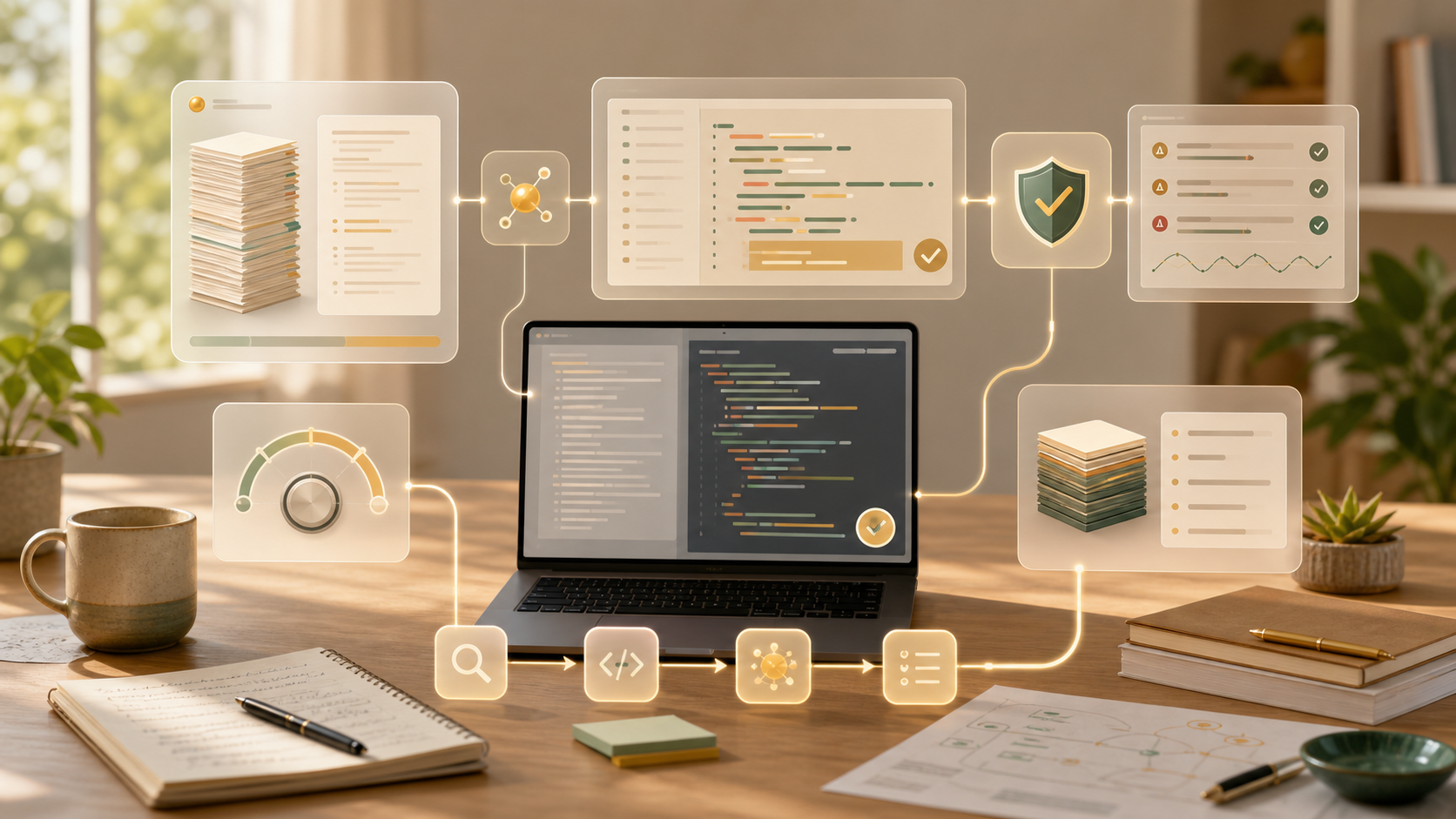Claude-style workflow with long context, code review, security review, and model controls.