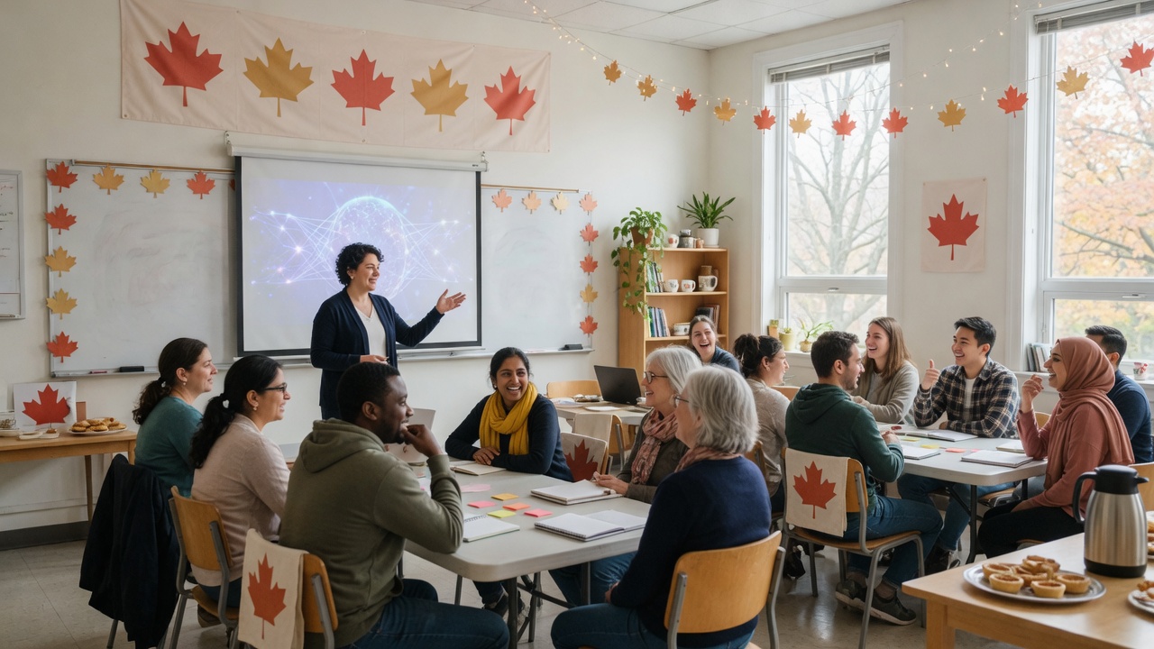 Friendly beginner AI class in Canada with adults learning ChatGPT together