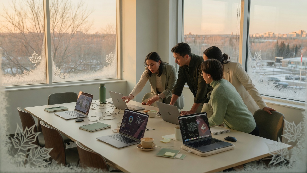 Canadian team learning AI together in a modern workshop