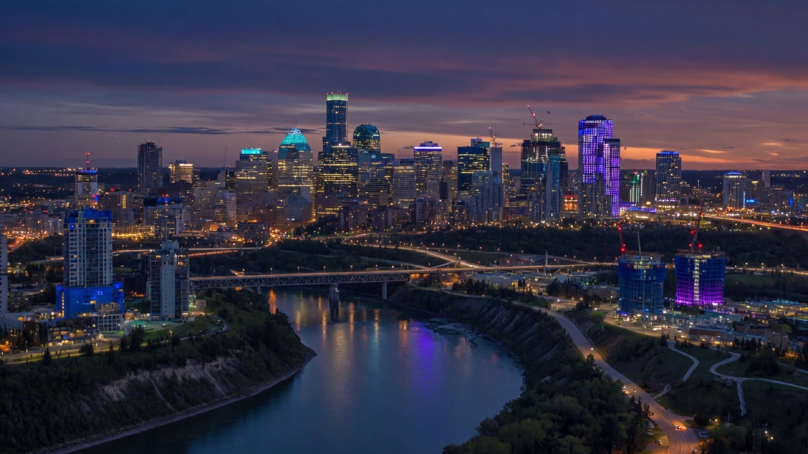 Edmonton skyline at dusk — capital region AI infrastructure